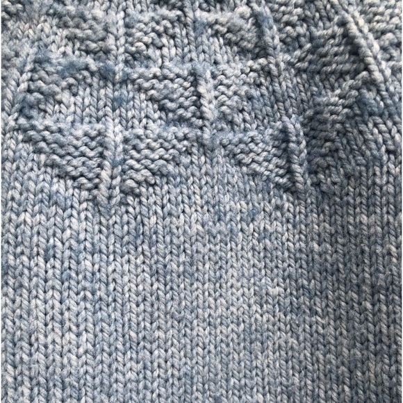 Hand knitted Sweater with patterned yoke - sky blue - L - Picture 6 of 7
